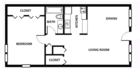 1 Bed - 1 Bath - 665 sqft